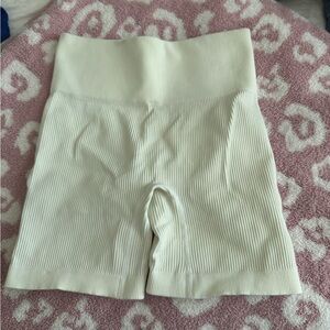 Women's Cream Ribbed Shorts